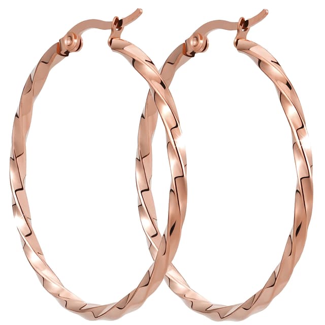 BONNYBIRD® Premium Creolen Groß - Ohrringe Damen aus Chirurgenstahl in Silber, Gold & Roségold, 100% Wasserfest & Hautverträglich (40 mm) "BonnyFly" BonnyFly Roségold