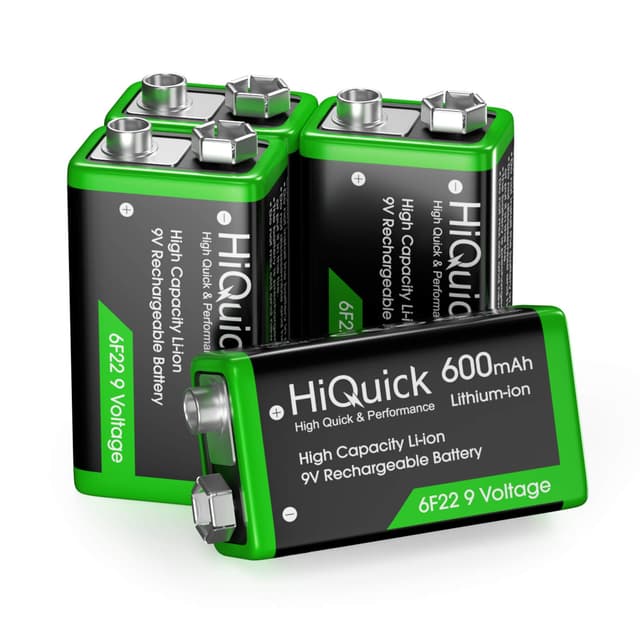 🔋🚨🔧 HiQuick 9V Akku, 9V Block Batterien, 600mAh Li-ion Wiederaufladbare Batterie, 1200 Ladezyklen, 4 Stück