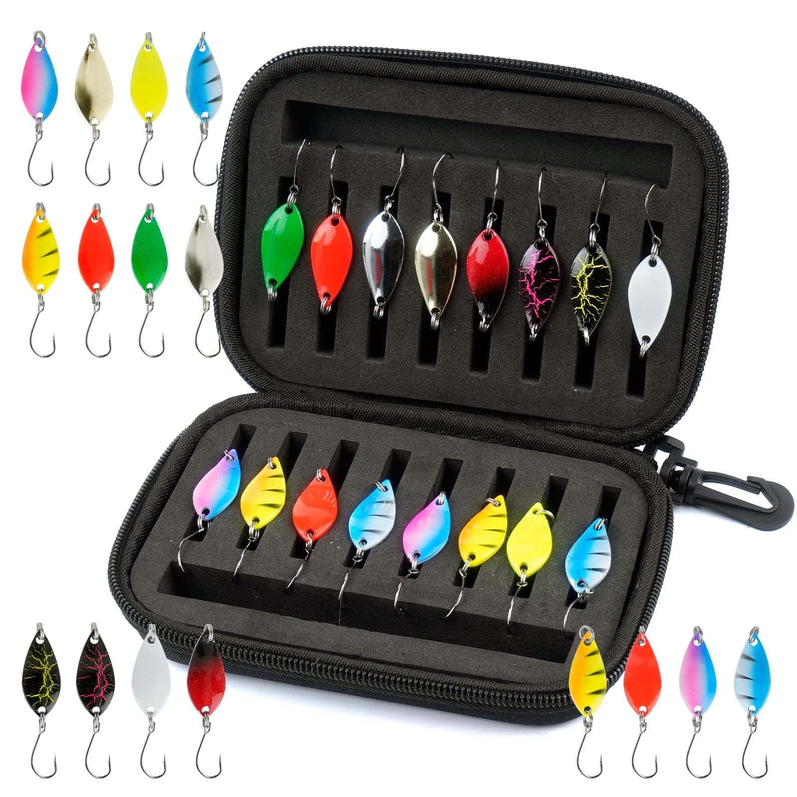 🎣 PUWOWYE Forellen Spoon Set Forellenköder, 16 Stücke Kunstköder Spinner Blinker Set AngelKöder 2.5g/ 3.5g/5g