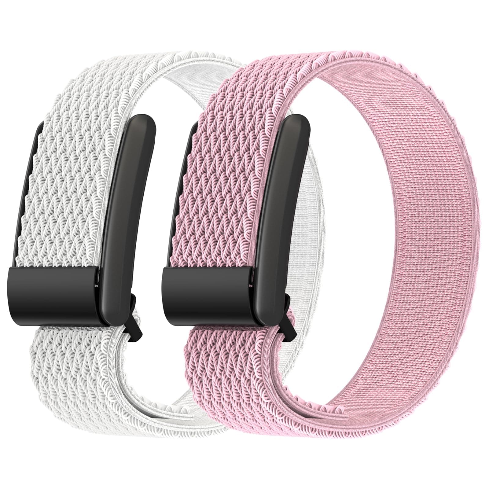 🌟 Gittos 2-Stück Weiches Wristband für WHOOP 4.0 mit Metallschnalle aus Edelstahl Weiß-Rosa 🌟