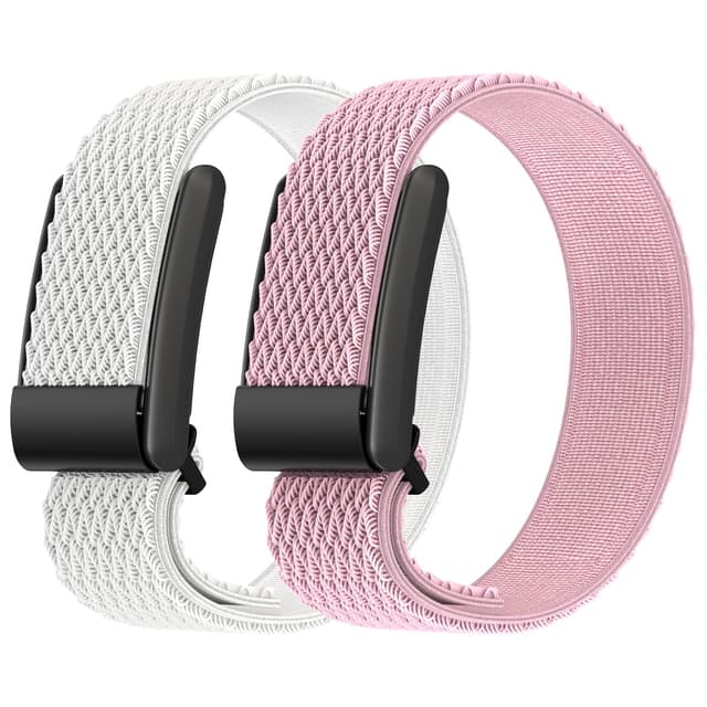 🌟 Gittos 2-Stück Weiches Wristband für WHOOP 4.0 mit Metallschnalle aus Edelstahl Weiß-Rosa 🌟