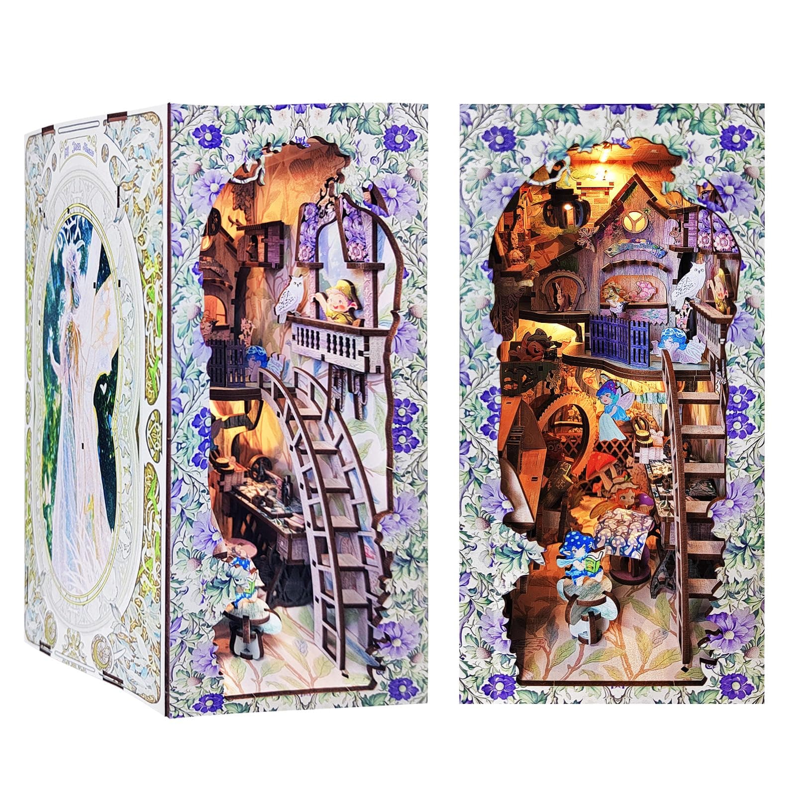 📚🏰 Cuteefun DIY Book Nook Kit: Elfenschloss - 3D Holzpuzzle für Erwachsene