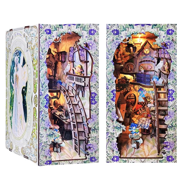 📚🏰 Cuteefun DIY Book Nook Kit: Elfenschloss - 3D Holzpuzzle für Erwachsene