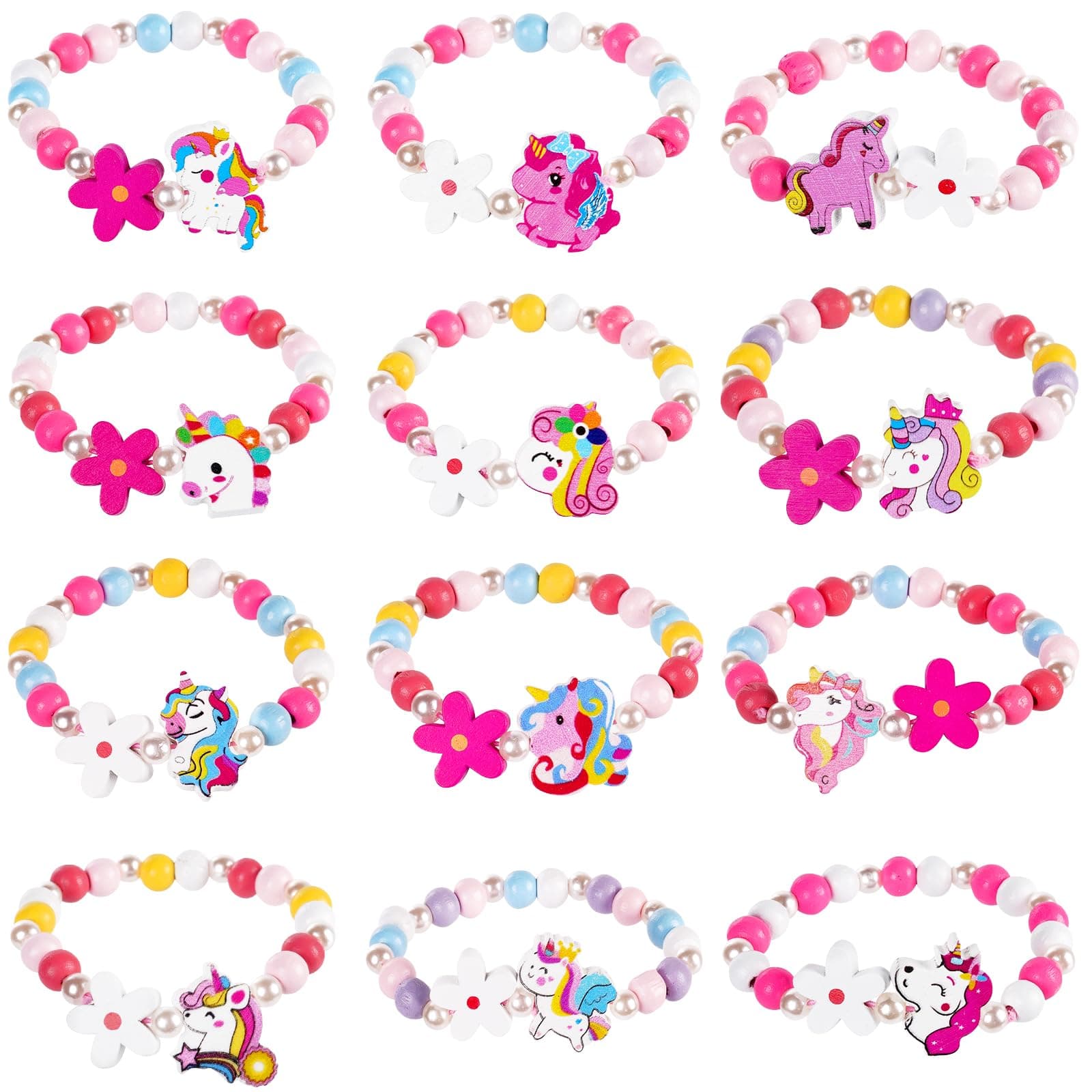 AUAUY 12Stk Holz Armbänder für Mädchen 🦄🌸
