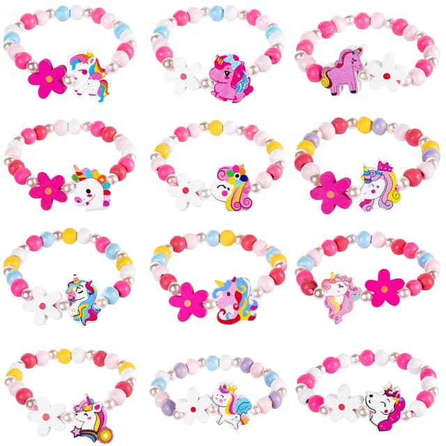 AUAUY 12Stk Holz Armbänder für Mädchen 🦄🌸