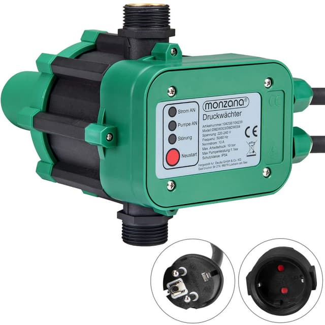 🌊 MONZANA® Druckschalter Wasserpumpe mit Kabel 10 Bar Trockenlaufschutz 🏡🌿