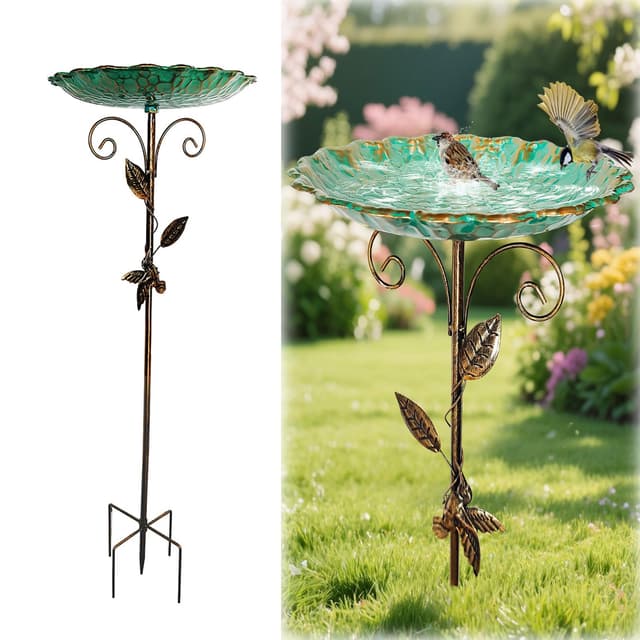 🐦🌿 Vogelbad für Garten Metall Vogeltränke Stehend Garten Deko Groß 77cm