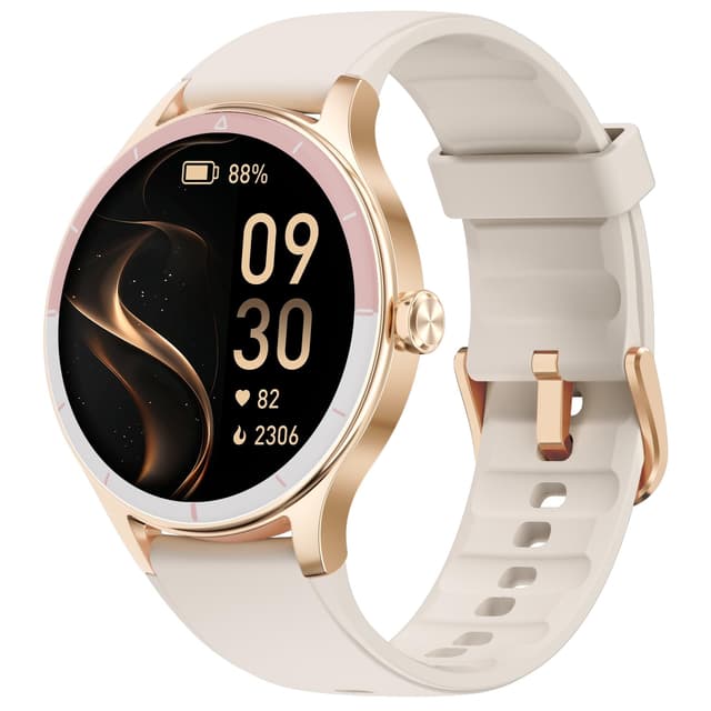 TOOBUR Smartwatch Damen Rund 🌟 Fitness-Uhr für Laufen & Alltag ⌚️ Elegant & Wasserdicht 🌸