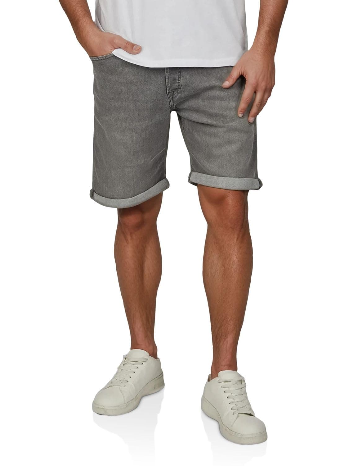 👖 JACK & JONES Jeans Shorts Herren Stretch Kurz Regular Fit JJIRICK Kurze Hosen Bermuda Shorts Sommer Denim Einfarbig Schwarz Blau S M L XL XXL XXL Grey Denim (12281169) - 33.99€
