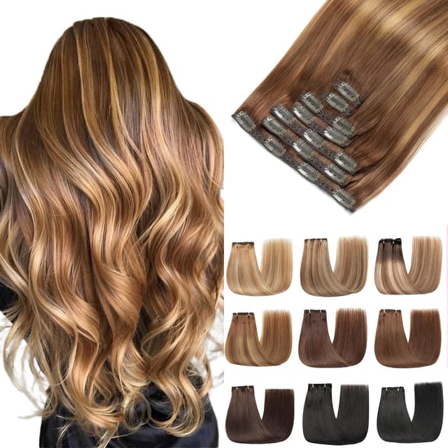 EINbeauty Clip In Extensions Echthaar 7Stücke Extensions 🌟