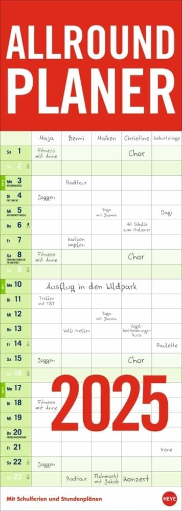 📅 Allround-Familienplaner Vertical Kalender 2025 📆