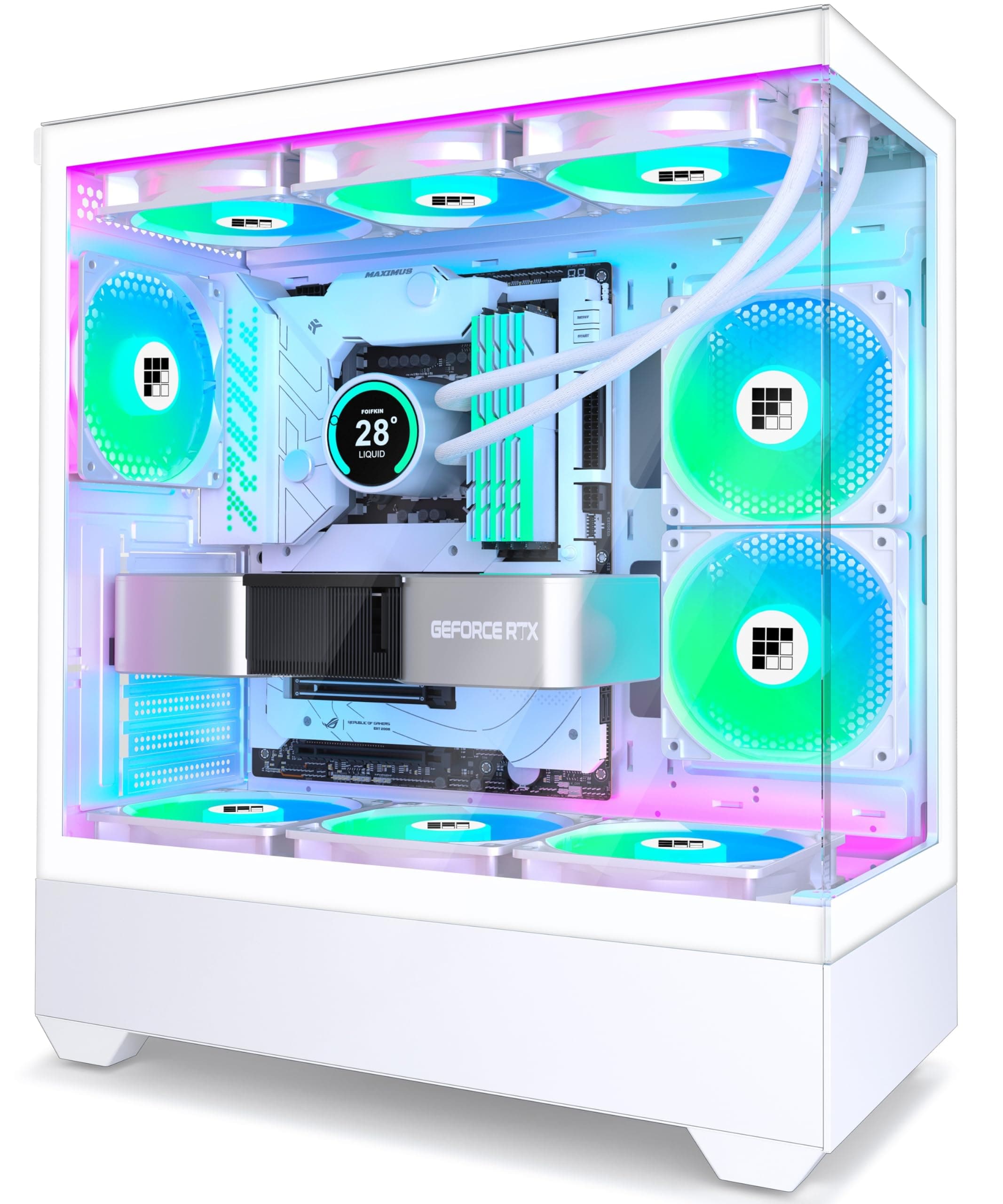 FOIFKIN F1 PC Gehäuse - Vorinstallierter 5 PWM ARGB-Lüfter, ATX Mid-Tower Gaming PC Gehäuse (Weiß, F1) 🖥️