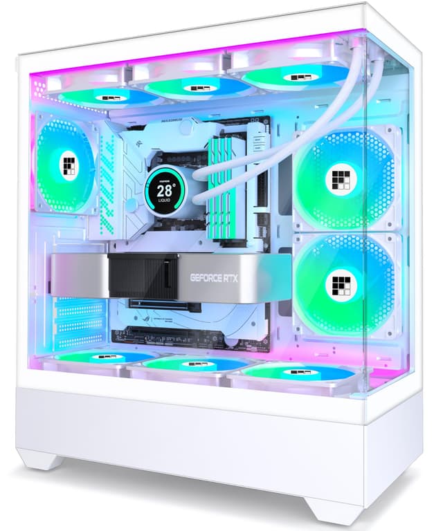 FOIFKIN F1 PC Gehäuse - Vorinstallierter 5 PWM ARGB-Lüfter, ATX Mid-Tower Gaming PC Gehäuse (Weiß, F1) 🖥️