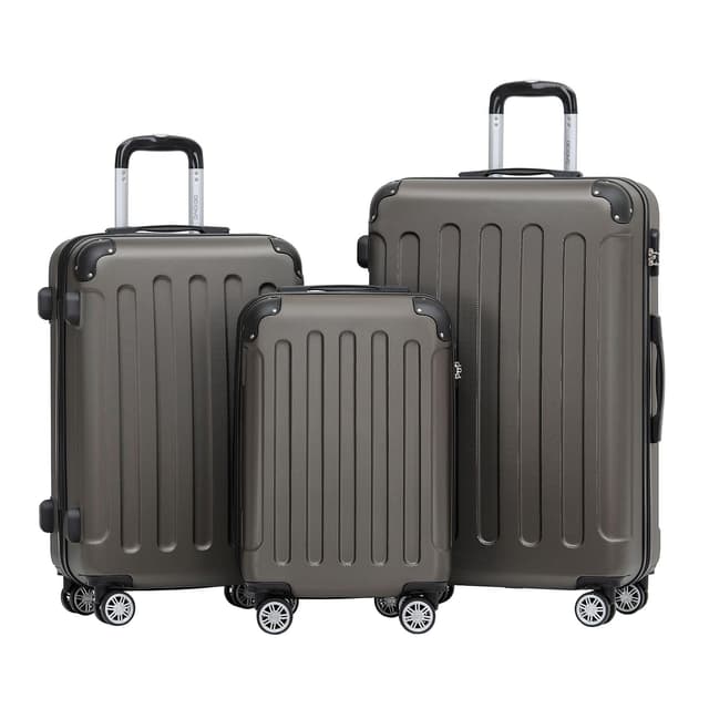 🧳 BEIBYE Hartschalen-Koffer Trolley Rollkoffer Reisekoffer Handgepäck 4 Rollen (M-L-XL-Set) (Coffee, Set) ☕️