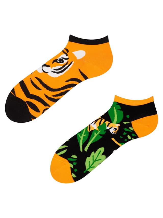 Dedoles Socken Unisex Damen Herren & Kinder Baumwolle viele lustige Designs Fussball Fahrrad Pferde Pflanzen Feuerwehr Geschenk links rechts verschieden 39-42 Dschungeltiger Knöchelsocken 🧦🎁
