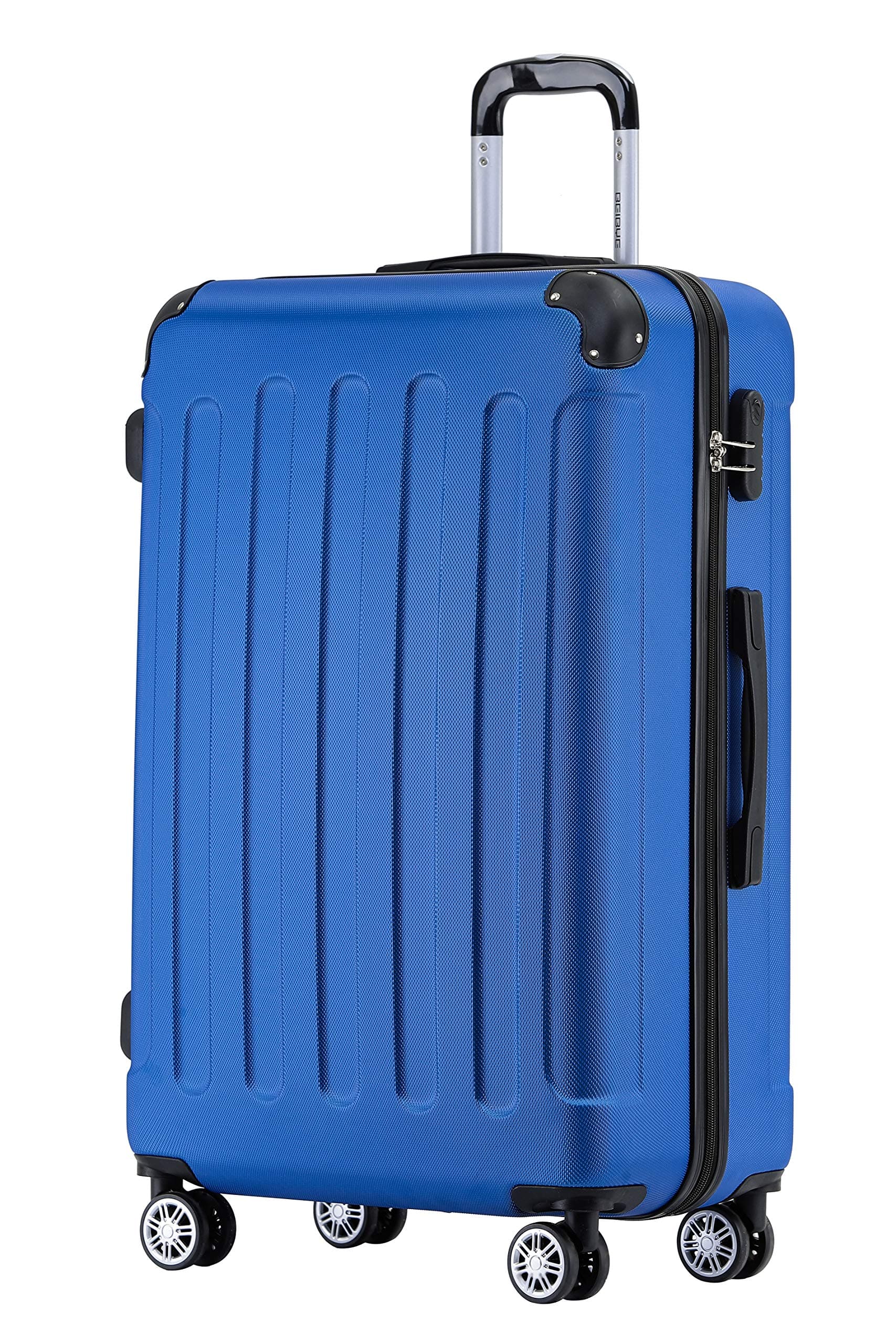 🧳 BEIBYE Hartschalen-Koffer Trolley Rollkoffer Reisekoffer Handgepäck 4 Rollen (M-L-XL-Set) (Blau, XL) Blau XL 🧳