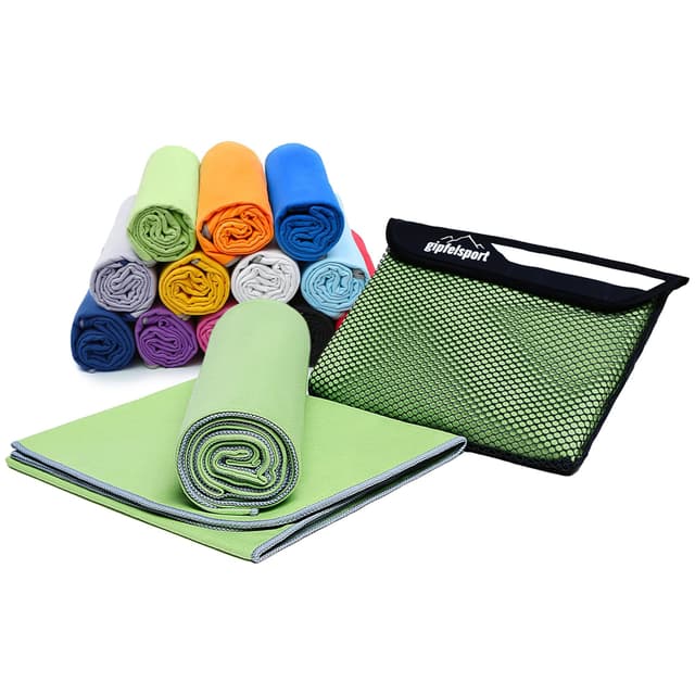 🔥 Angebot: Gipfelsport Mikrofaser Handtuch Set - Für Sauna, Fitness, Sport | Strandtuch, Sporthandtuch | Grün XL 180x80