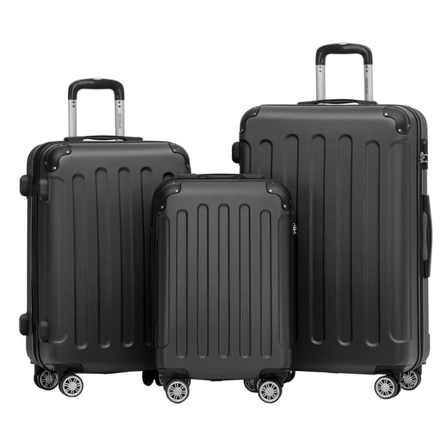 🧳 BEIBYE Hartschalen-Koffer Trolley Rollkoffer Reisekoffer Handgepäck 4 Rollen (M-L-XL-Set) (Schwarz, Set) Schwarz Set 🧳