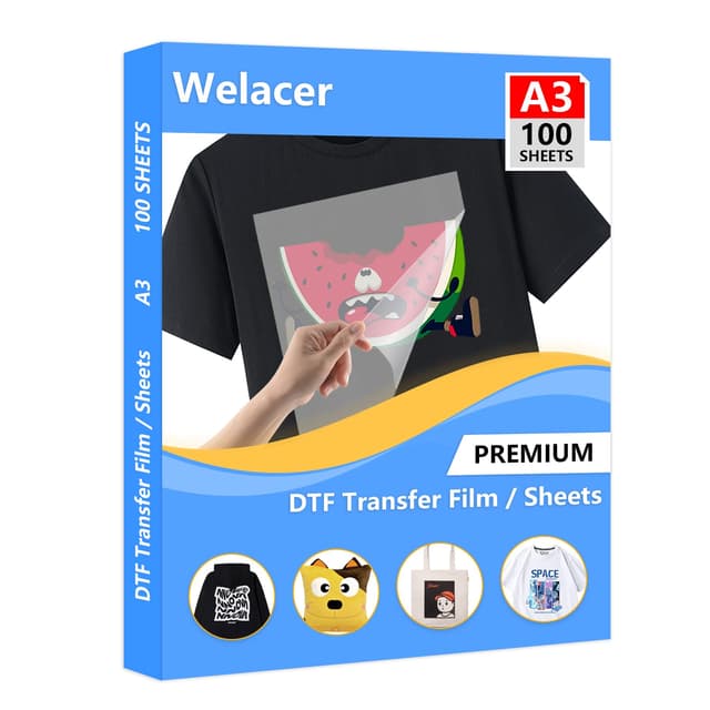 🔥👕 Welacer DTF Transferfolie Papier A3 (29.7cm x 42cm) 100 Blatt DTF Transfer Drucker für T-Shirt 👕🔥