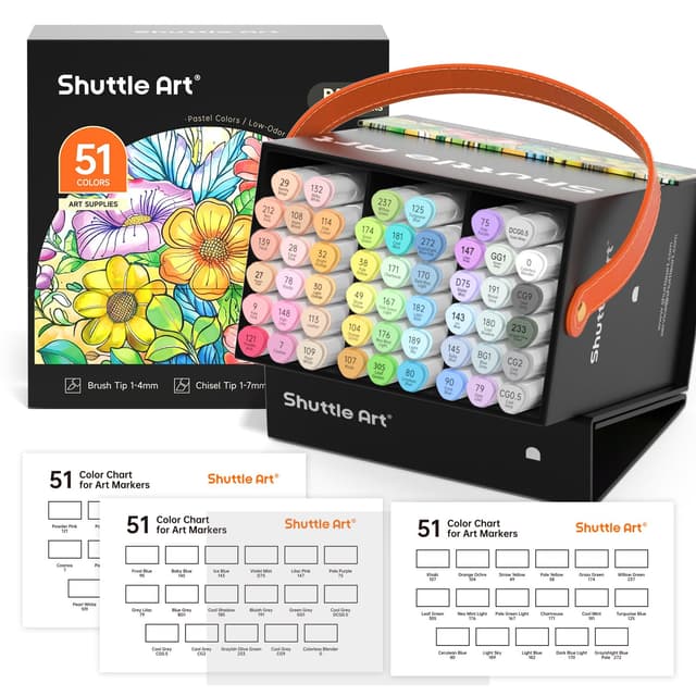 Shuttle Art Alkohol Marker, 50 Pastell Dual Tip Marker Set 🌈🎨