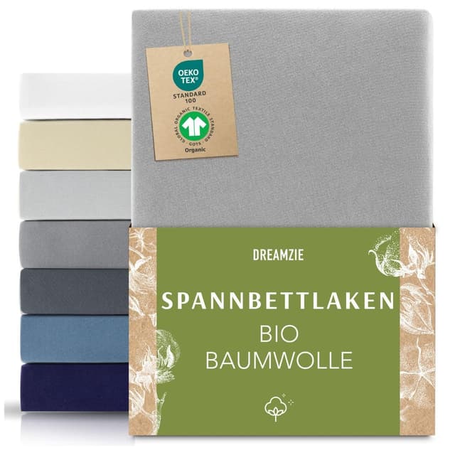 Dreamzie Premium Spannbettlaken 180x200cm bis 200x200cm Grau 🌙🌟