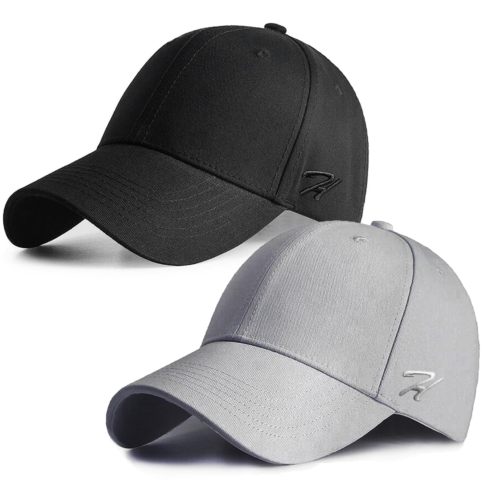 🧢⚾ HASAGEI Baseball Cap Herren Damen Basecap Baseball Kappe Reine Farbe Baseboard Baseballkappe Cotton Cap für Tennis Golf Reisen Einheitsgröße Schwarz+Grau ⚾🧢