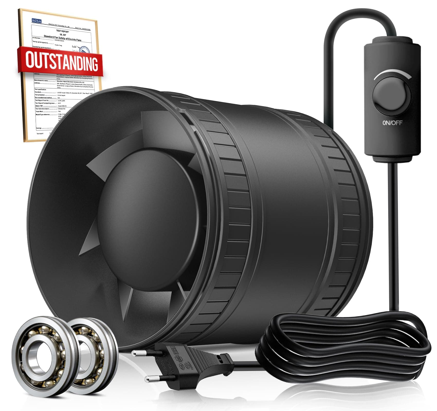 BUMSOU Rohrventilator 100 mm mit Regelbarer Geschwindigkeit 🌀 145m³/h Rauchabzug Ventilator