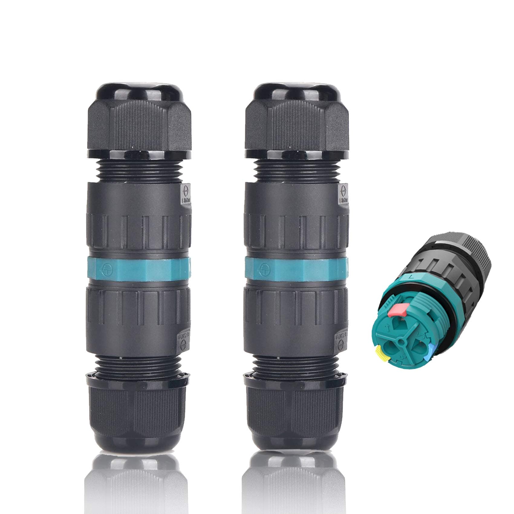 🌿🔌 Kabelverbinder Wasserdicht IP68 2er-Pack Ø4mm-Ø12mm TÜV-Zertifizierung Verbindungsmuffe mit Klemme Außen 3-polig für Garten | Outdoor | Boden 🌧️