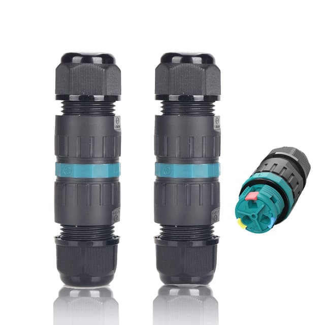 🌿🔌 Kabelverbinder Wasserdicht IP68 2er-Pack Ø4mm-Ø12mm TÜV-Zertifizierung Verbindungsmuffe mit Klemme Außen 3-polig für Garten | Outdoor | Boden 🌧️