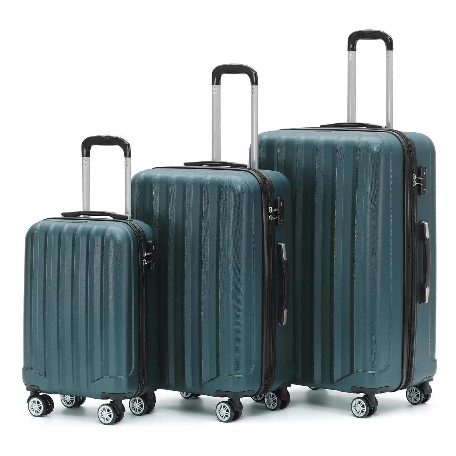 🧳 BEIBYE TSA-Schloß 2080 Zwillingsrollen neu Reisekoffer Koffer Trolley Hartschale Set (Dunkelgreen, Set) Dunkelgreen Set