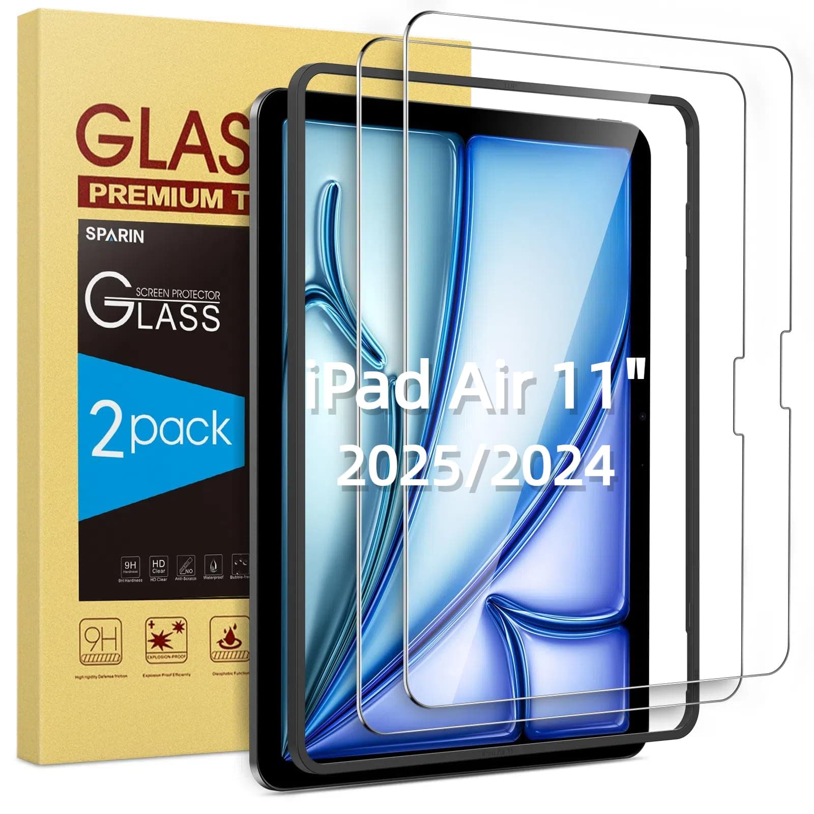📱 SPARIN 2 Stück Panzer Schutz Glas für iPad Air 11 Zoll M3 2025/ M2 2024 🛡️