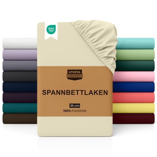Angebot: Utopia Bedding - Spannbettlaken 160x200cm - Beige! 🛏️
