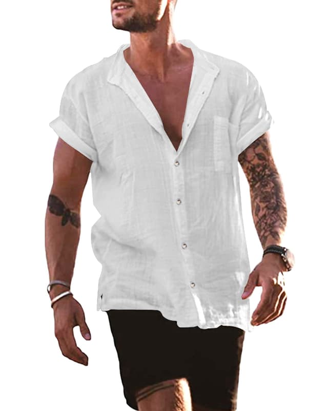YAOBAOLE Herren Leinen Hemd - Sommer Freizeithemd L 01 Weiß 😎👕