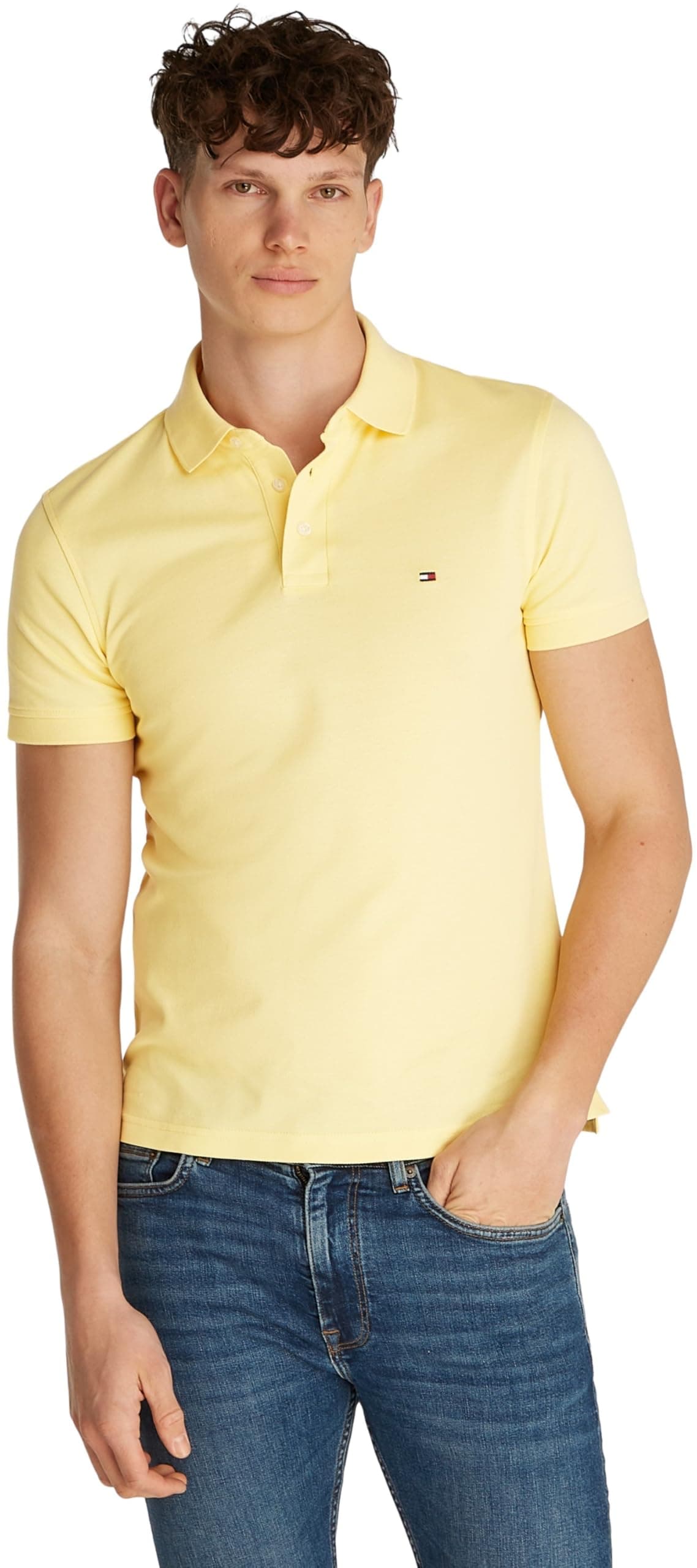 Tommy Hilfiger Herren Poloshirt Kurzarm 1985 Slim Slim Fit L Yellow (Citronella) 🔥👕