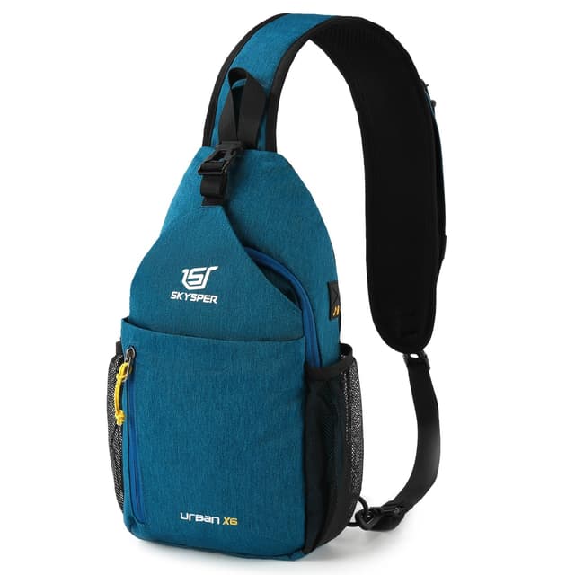 🎒 SKYSPER Schultertasche Brusttasche Leichte Sling Bag Klein Wasserfest Crossbody Umhängetasche zum Wandern Outdoor Sports Reise Urbanx6-blau