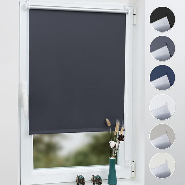 Grandekor Verdunklungsrollo ohne Bohren Dunkelgrau 110x230cm 🌙