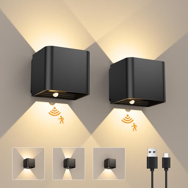 🌟 GEARLITE LED Wandleuchte mit Bewegungsmelder 2 Stücke - 3000K Warmweiß - IPX4 Wasserdicht 🌟