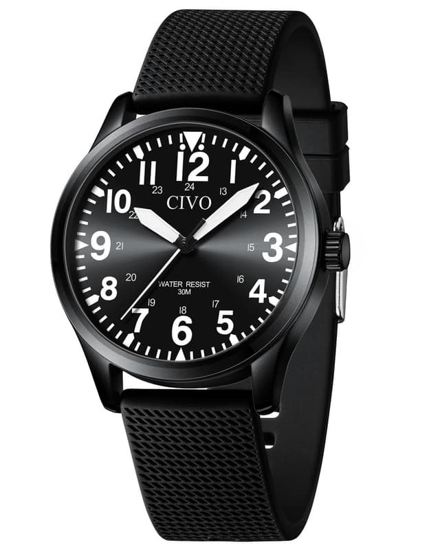 🕒 CIVO Herren Uhren Wasserdicht Armbanduhr Analog Quarz Große Zahlen Leuchtend Militär Sport Outdoor Leicht zu Lesen Geschenk C-4 Schwarz/Weiß