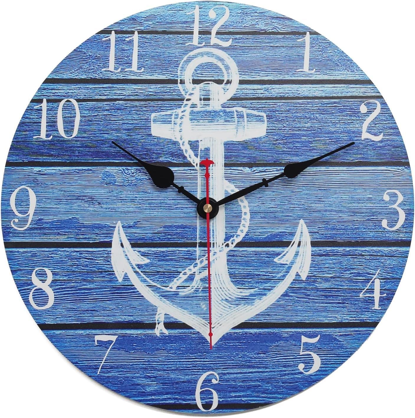 🕰️ keivmlvt Wanduhr 32.5CM Holz Modern - Lautlose für Wohnzimmer, Küche und Garten - Kinder - Moderne Dekorative - Geräuschlos 32.5CM Blau