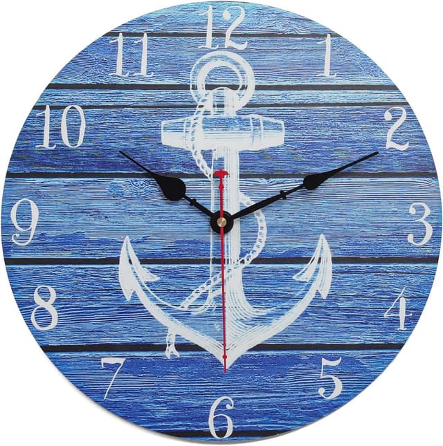 🕰️ keivmlvt Wanduhr 32.5CM Holz Modern - Lautlose für Wohnzimmer, Küche und Garten - Kinder - Moderne Dekorative - Geräuschlos 32.5CM Blau