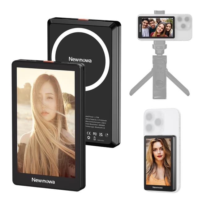 📱🤳 Newmowa Schwarzer magnetischer Telefon Vlog Selfie Monitorbildschirm
