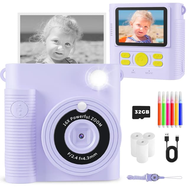 Kinderkamera Sofortbildkamera für Mädchen und Jungen 3-10 Jahren 📸🎁
