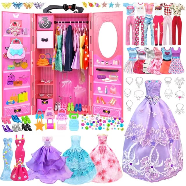 👗🎀 11,5 Zoll Puppenspielset: Kleidung, Schmuck & Zubehör für Puppen
