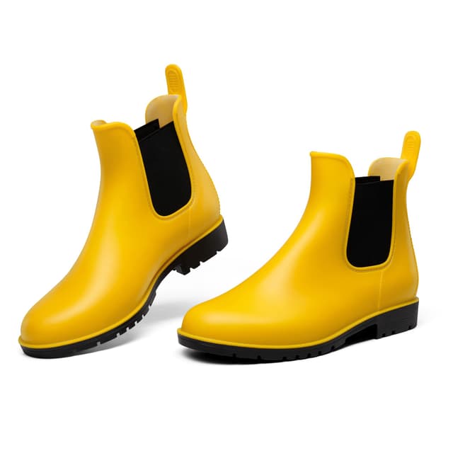 🌦️ DREAM PAIRS Damen Gummistiefel Halbhoch Chelsea Boots 37 Gelb - 25.49€
