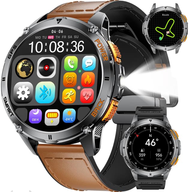 LIGE GPS Smartwatch Herren 🚴‍♂️🔦 1.43"AMOLED Smartwatch mit Telefonfunktion