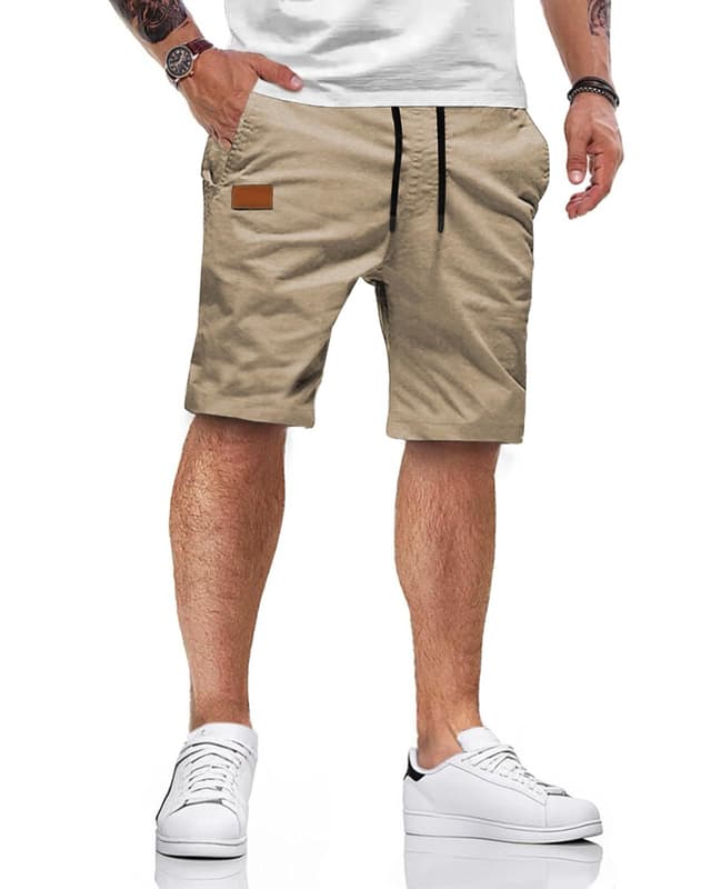 HMIYA Kurze Hosen Herren Baumwolle Chino Shorts Sommer Freizeitshorts XL Apricot 🌞👖