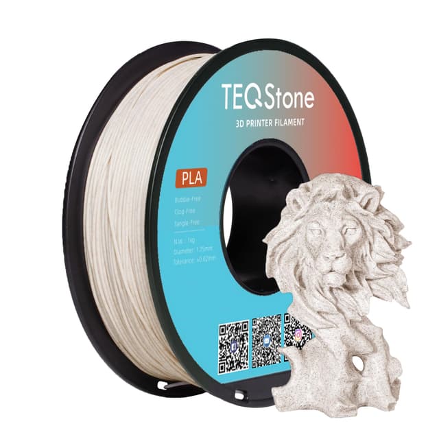 TEQStone PLA Filament 1,75mm Marmor Braun 🌟 Steinähnliche Oberfläche 🌟 3D Drucker Filament Marble PLA 1 Kg Spule Vakuumverpackung