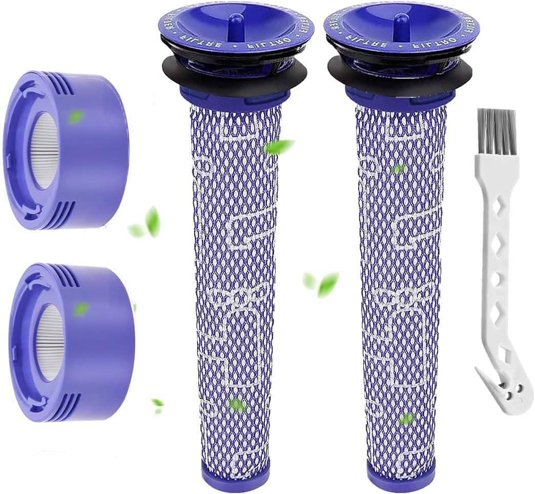 🌪️ Laukowind V7 V8 Filter für Dyson | Ersetzt Filter und Vorfilter | 2 HEPA-Nachfilter, 2 Vorfilter, 1 Bürste