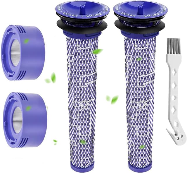🌪️ Laukowind V7 V8 Filter für Dyson | Ersetzt Filter und Vorfilter | 2 HEPA-Nachfilter, 2 Vorfilter, 1 Bürste