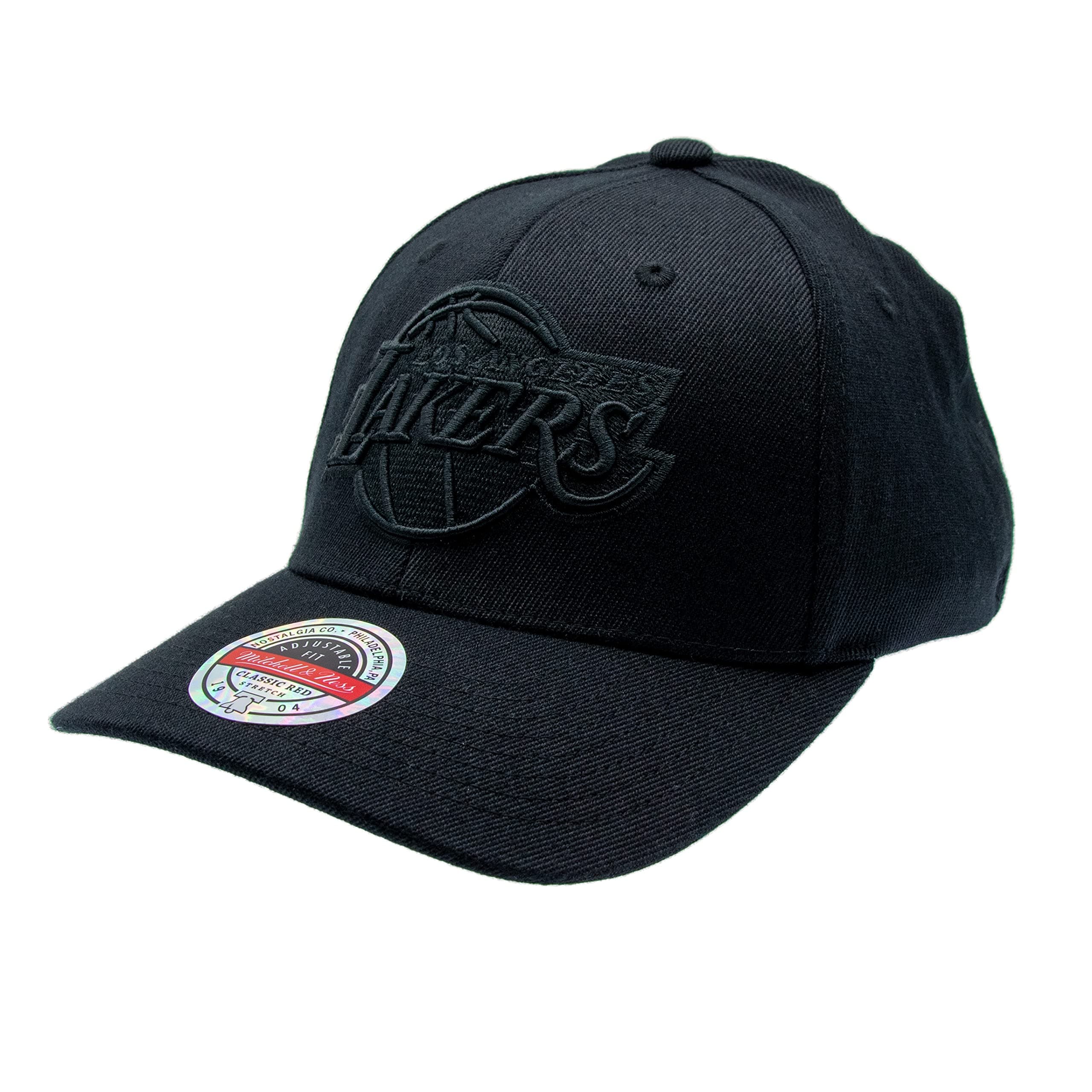 🏀🧢 Mitchell & Ness NBA NBL/BLK Logo Classic Red Baseball Snapback Cap, Los Angeles Lakers